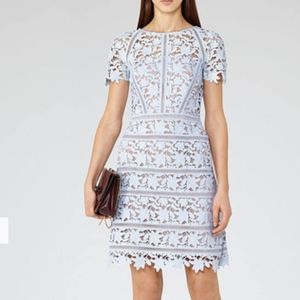 Reiss Lace Orchard Light Blue Cut Out Dress Size 4